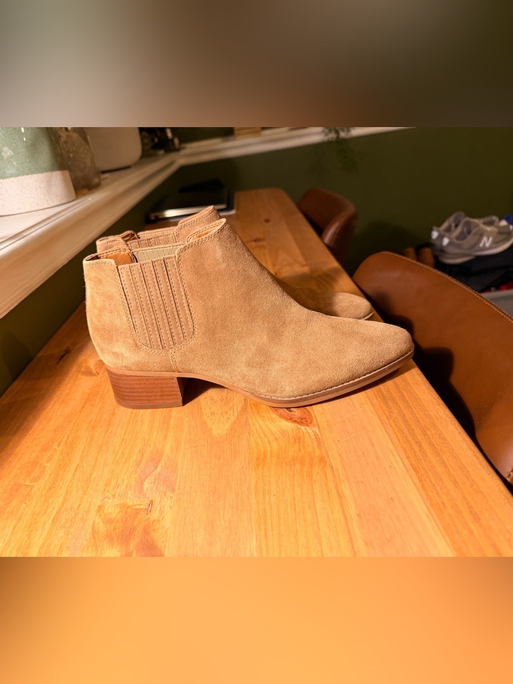 Franco Sarto Suede Ankle Booties in Tan